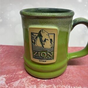 Zion National Park Green Stoneware Mug Made by Deneen Pottery